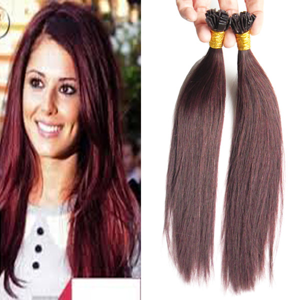 7A Fusion Hair Extensions Color 99J 100g Keratin Flat Tip European Hair Extensions Human 18