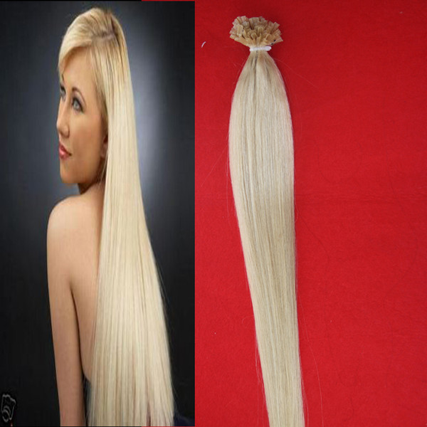 7A Fusion Pre Bonded Hair Extensions U Tip Nail Tip Hair Extensions 100g Blonde Brazilian keratin stick tip hair extensions