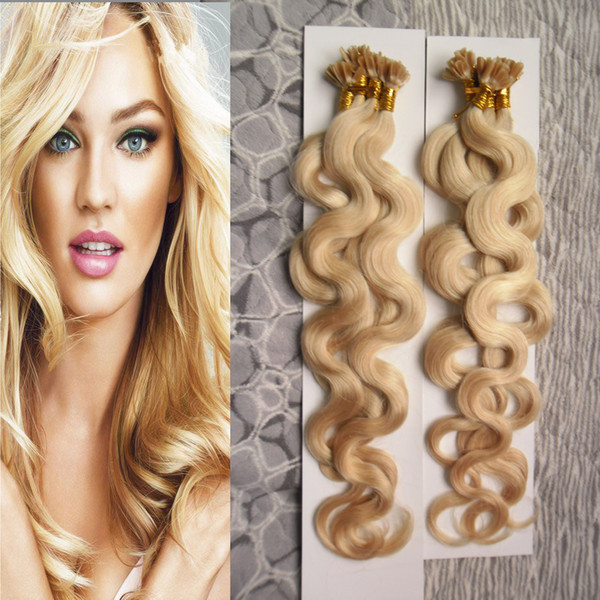 Blonde Hair 200g 1g/strand Double Drawn U Tip Hair Extension Keratine Body Wave Pred Bond Keratin Human Hair Extension