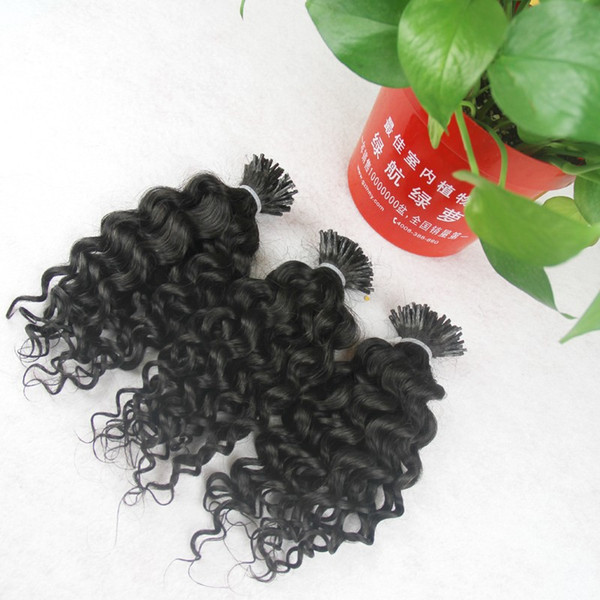 Mongolian kinky curly hair i tipped extension hair 300g 300s afro kinky curly Stick Tip Keratin curly fusion hair extensions