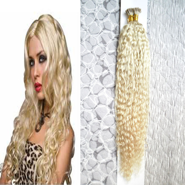 100g Kinky Curly Pre-Bonded Fusion I-tip Hair Extensions 100 strands Remy Real 100% Human Hair 10