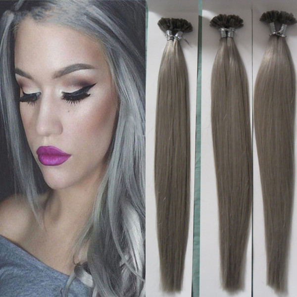 gray hair extensions u-Tip Hair 300g 300s pre bonded keratin stick tip human hair