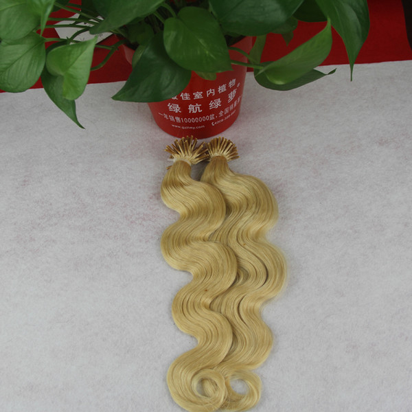 I Tip Human Hair Extension 613 Blonde Brazilian Machine Made Remy body wave Human Hair On Capsule Real Hair 100g