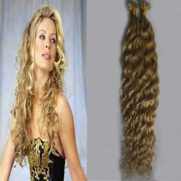 Brazilian kinky curly virgin hair Keratin Human Fusion Hair Machine Made Remy Nail U Tip Capsule Human Hair Extension 100g natural curly