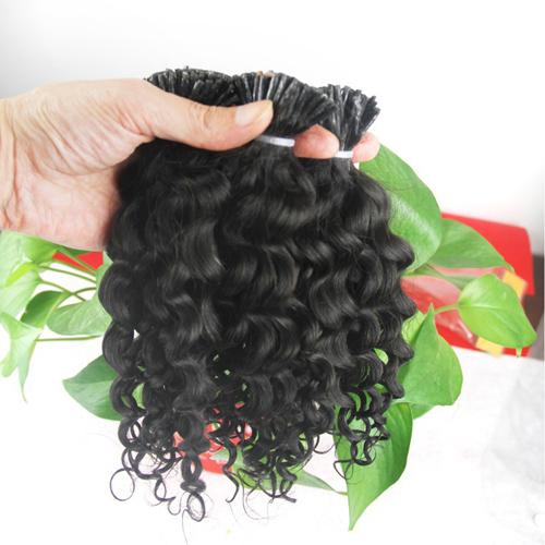 300g Kinky curly Human Pre Bonded Fusion Hair I Tip Stick Keratin Double Drawn Remy Hair Extension 300s