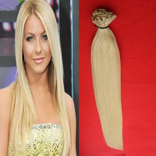 613 Bleach Blonde Pre Bonded Flat tip Human Hair Extension 100g Straight Fusion Hair Keratin Capsules Flat hair Tip