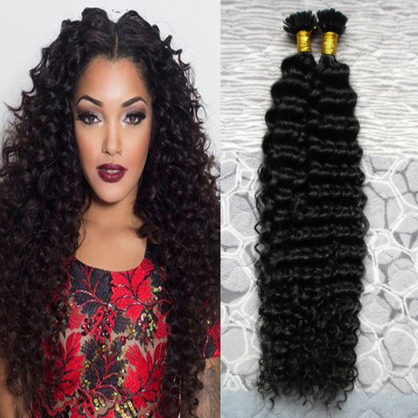 Natural Color Keratin Human Fusion Hair Nail U Tip 100% Remy Human Hair Extensions 100g 1g/strand kinky curly Pre Bonded Hair Extensions