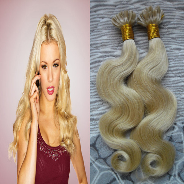 613 blonde virgin hair Body wave Nail/U Tip Hair Extensions 100g 1g/strand Keratin Fusion Hair Extensions Capsules