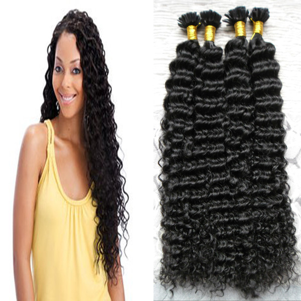 Brazilian kinky curly Hair Natural Color u tip hair extension keratine 200g 1g/strand 2 bundles Pre Bonded Remy Human Hair Extensions