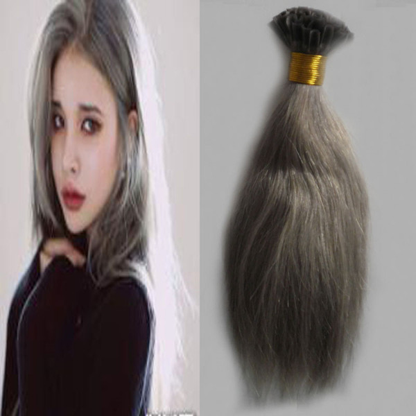 Gray Hair Extensions Straight Human Hair U tip hair extensions 100g 1g/strand