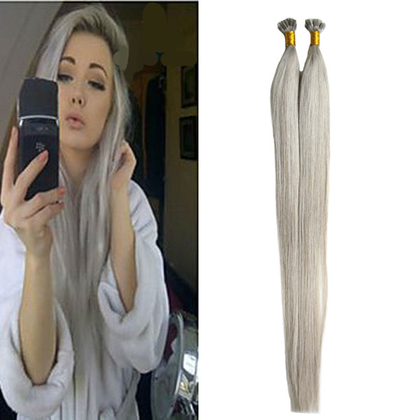 Malaysian Straight silver hair extensions U tip hair extensions 100g 1g/strand Real Keratin Hair Extension