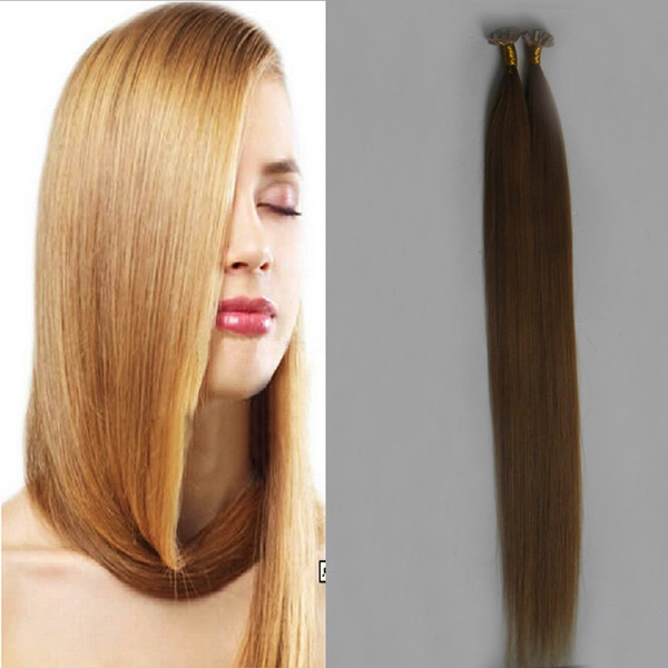 Straight nail U tip hair extensions 100g 1g/strand brazilian virgin hair honey blonde keratin fusion hair extensions