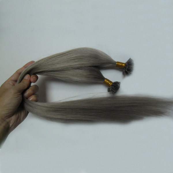 Extension grey cheratina brazilian virgin fusion hair extensions 100s u tip hair extensions 100g/strands pre bonded human hair extensions