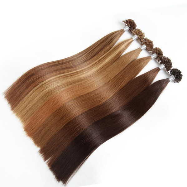 ELIBESS HAIR - Brazilian pre bonded U tip hair extension 0.8g/strand 200strands/lot Nail Tip Human Hair Extensions