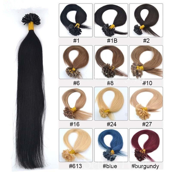 ELIBESS HAIR- Brazilian Keratin Human Fusion Hair Nail U Tip Machine Made Remy Hair Extension 14''-24''1g/s 100s/lot