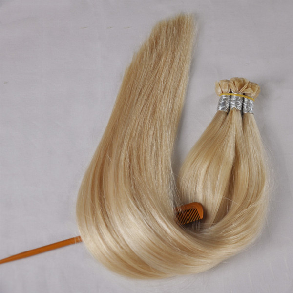 300strands Flat Tip Keratin Hair, Fusion Hair Extensions Double Drawn Remy Hair Extension 1.0g s 300G Pre Bonded 16'' 18