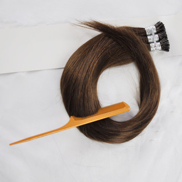 1g strand 100g Brazilian I-tip Human Pre-bonded Hair Extensions Virgin non remy Human Hair Brazilian Straight Dark Color Keratin hair