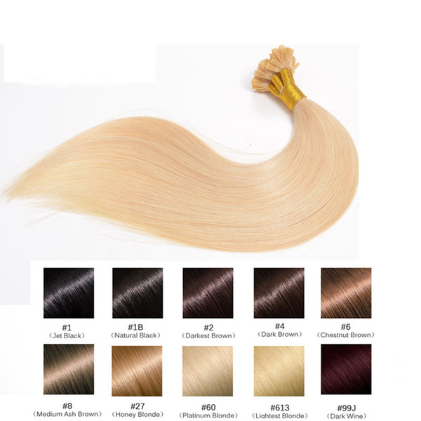 Top Grade 8A--100% Unprocessed U Tip Human Hair 0.7g/s&200s/Lot 9 color for choice Wholesale indian remy hair extensions