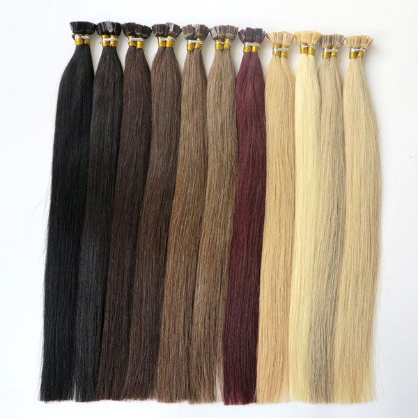 50g 50pcs Brazilian Human Hair Flat Tip Full Cuticle Remy Indan Peruvian Malaysian Keratin Pre-bonded Human Hair Extensions Lasting 2years