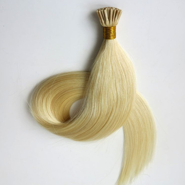 Pre bonded brazilian hair I tip human hair extensions 50g 50Strands 18 20 22 24inch #60/Platinum Blonde Indian hair products