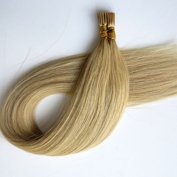 Brazilian hair I tip human hair extenisons Pre bonded 50g 50Strands 18 20 22 24inch M27&613 color Straight Indian hair