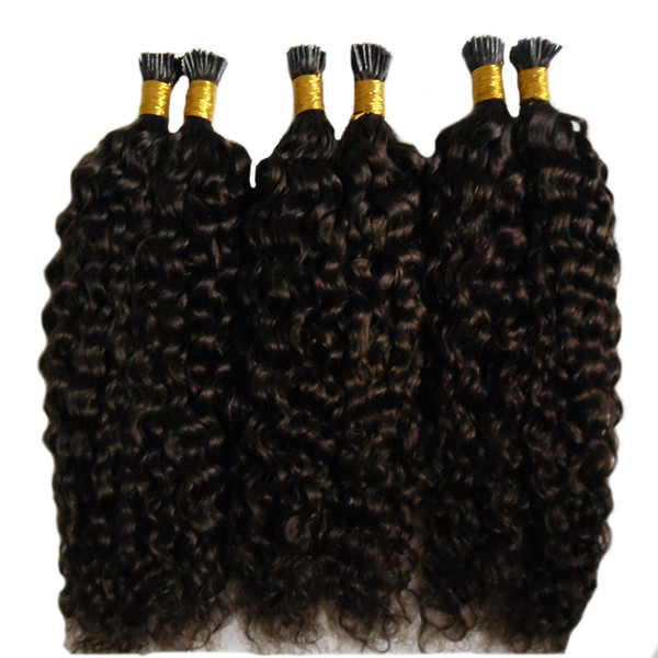 Grade 7a Unprocessed Virgin Mongolian Kinky Curly Hair Italian keratin Fusion Stick I TIP Human Hair Extensions Afro Kinky Curly Hair 100s