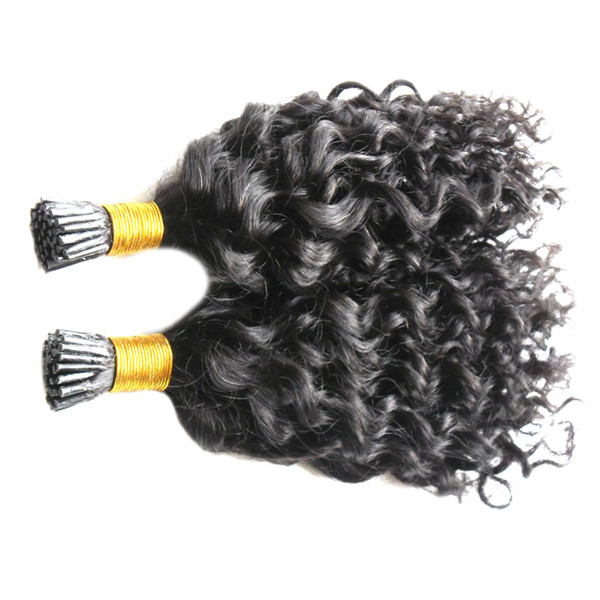 7A Unprocessed Virgin Mongolian Kinky Curly Hair Keratin Capsules Human Fusion Hair Nail I Tip Pre Bonded afro kinky curly Hair Extension