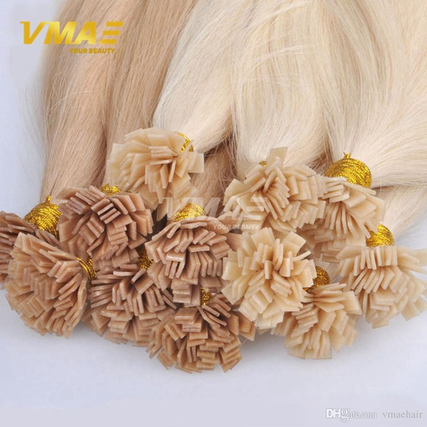 Virgin Hair Extensions Straight Flat Tip Keratin Fusion Human Hair Extension Pre Bonded Hair VMAE Extensions