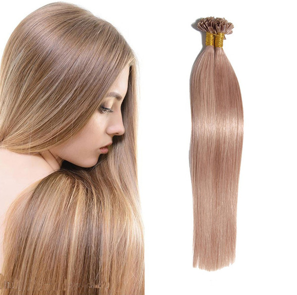 U / Nail Tip Hair Extensions Pre Bonded Keratin Glue Fusion Hair Extensions Indian Colorful Human Hair Pieces 16