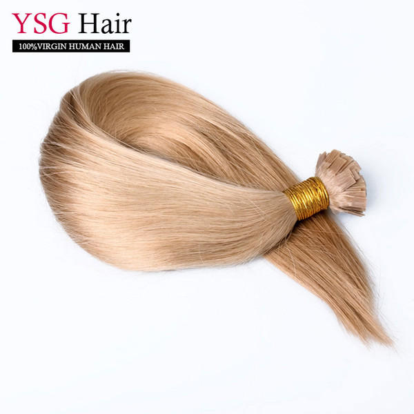 Best quality flat tip human fusion hair straight brazilian remy human hair extensions 100strand 1g/strand light brown
