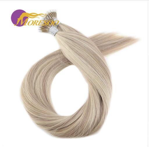 Straight Micro Nano Ring 100% Remy Human Pre-bonded Hair Extensions 0.8g/Strand 50Pieces 40g/pack