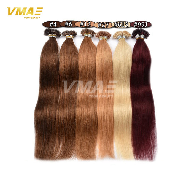 VMAE Pre bonded Keratin Hair Extensions Remy Human Hair Nail U Tip Unprocessed Hair Extension 1B 613# 27# Blond Keratin Glue Hairpiece