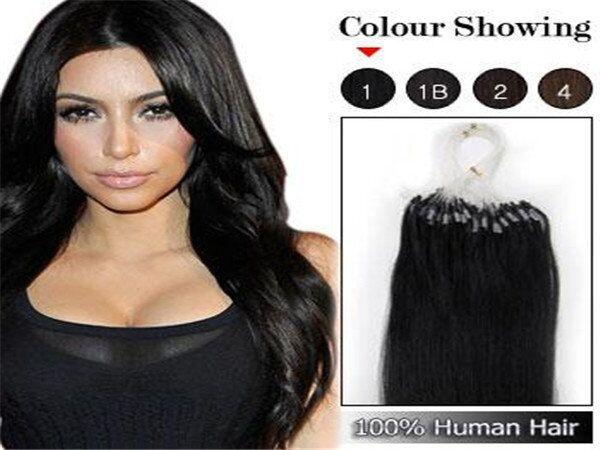 100strands set Micro Ring Loop Hair Extensions Body Wave 1g strand #1B Black #8 Brown #613 Blonde Red More Color Human Hair