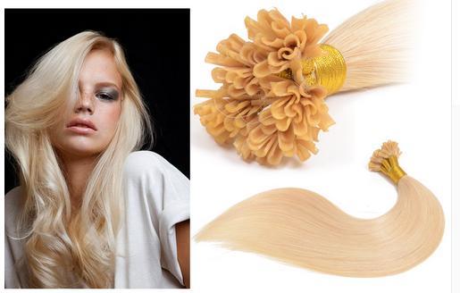 #613 color 1g/strand Nail U Tip Pre-Bonded Keratin Glue Human Natural Hair Extensions ON Capsules 100g 18inch--26inch Real Human Hair