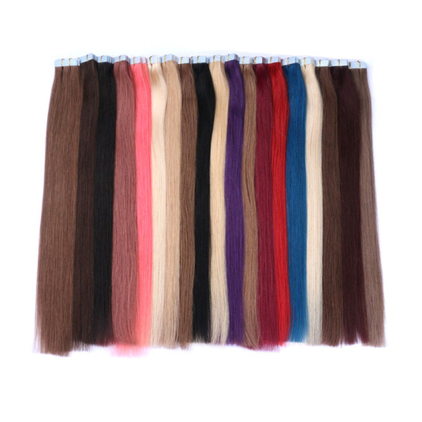 Skin Weft PU Tape In Human Hair Extensions 100% Brazilian Silky Straight Human Hair 40 Pieces 100g G-EASY