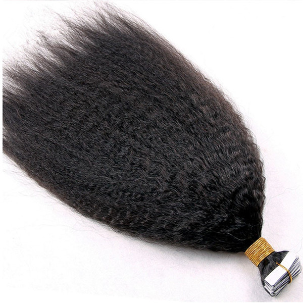 Coarse Yaki Tape Hair Extensions 40pcs kinky straight skin weft tape hair extensions 100g natural yaki tape in human hair extensions