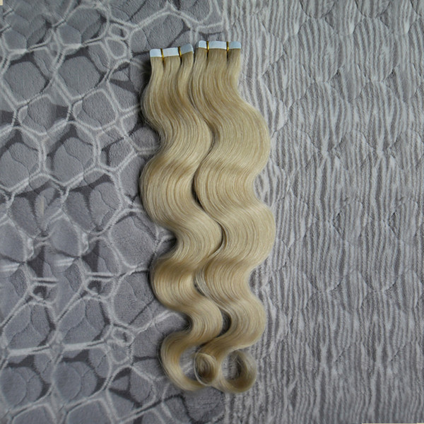 Cheap Blonde Brazilian body wave Hair Extension Tape aaaaaaa 100g Apply Tape Adhesive Skin Weft Hair 40 pieces Blonde Tape Hair Extensions