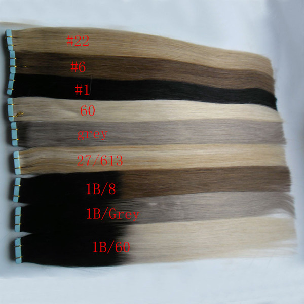 Tape In Extensions Ombre 40pcs Remy Balayage Human Hair Straight Ombre Skin Weft Hair Extensions