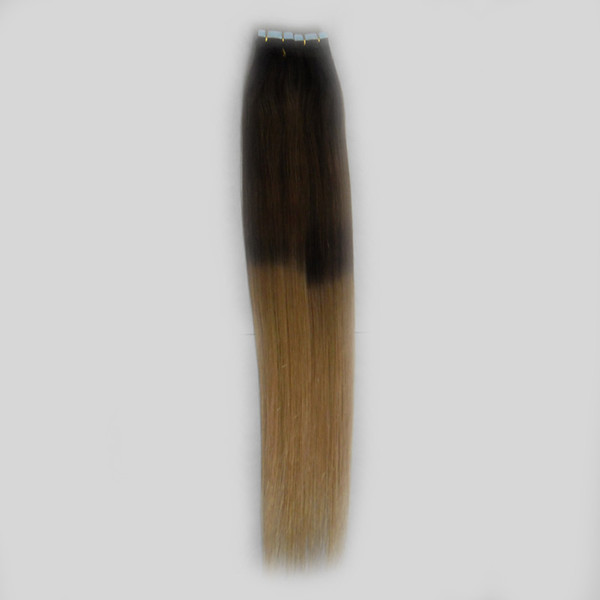 Ombre skin weft tape hair extensions Remy Colored Extensions Color #2 to 27 two tone ombre brazilian hair 2.5g/pc 40pcs/100g