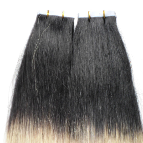 Ombre Tape in Hair Extensions Color 1B Fading to 613 Tape Hair Tape On Skin 4cm Width 10''-26'' 2.5g/pc 40pcs/100g