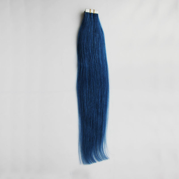 Human Skin Weft Tape Hair Extensions 40pcs blue Tape In Hair Extensions Remy Straight Tape Hair Extensions 100g 10