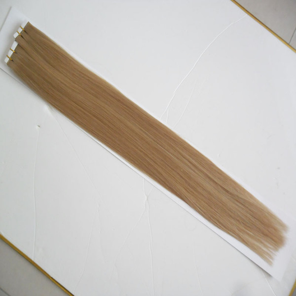 #18 Dark Ash Blonde hair products unprocessed virgin brazilian Straight hair skin weft tape hair extensions 100g(40pcs)