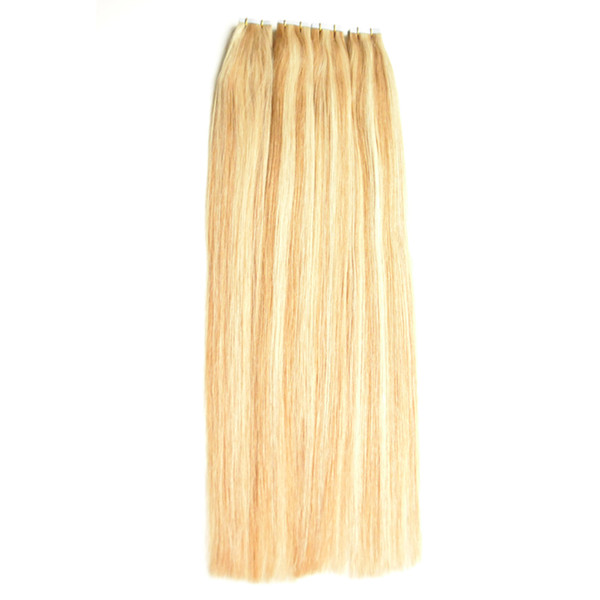 80p Tape In Human Hair Extensions 200g p27/613 Blonde Straight Skin Weft Adhesive Hair PU 16