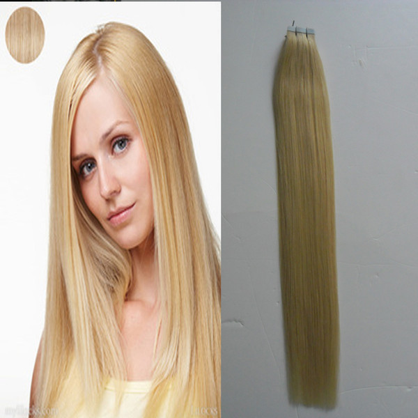 Wholesale New Indian Remy Tape Hair Extensions 100g 40pcs Straight Tape Hair Extensions Bleach Blonde Skin Weft Tape in Hair Extension