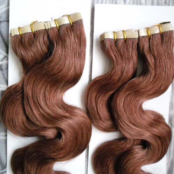 Tape In Human Hair Extensions Body Wave 80pcs tape in Remy human hair extensions in Invisible PU weft extension adhesive 200g