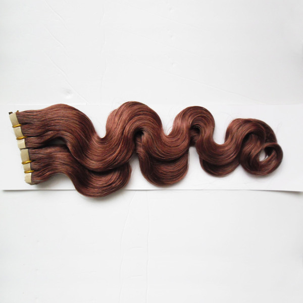 Tape In Human Hair Extensions 40 pcsbody wave skin weft adhesive no Remy tape on human hair extensions 16 