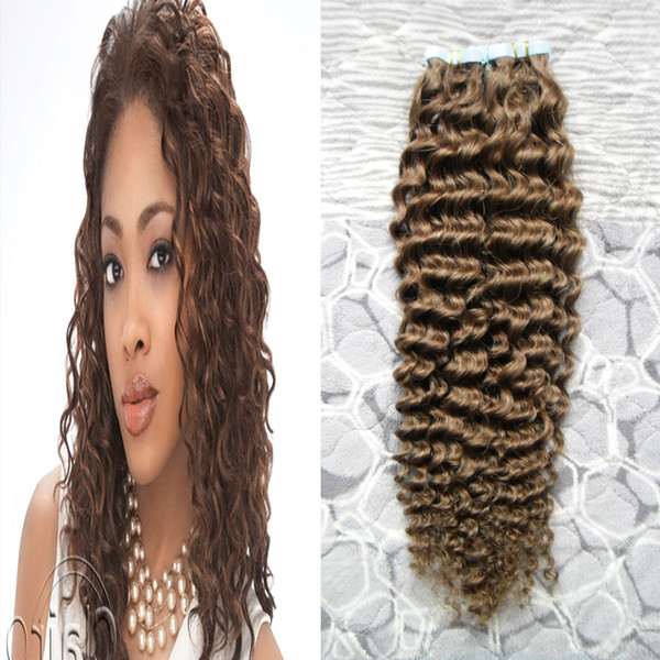 Hair Extensions Adhesive 40pcs Kinky Curly Skin Weft Tape In Human Remy Hair Extensions Tape Hair Extensions 100g 18-24