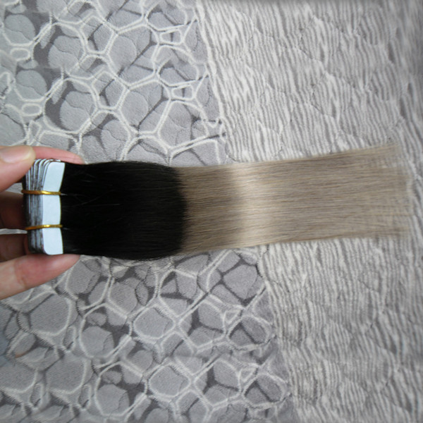 2.5g/pc Brazilian Hair Apply Tape Adhesive Skin Weft Hair 100g 40pcs/lot Extension Bande Adhesive Skin Weft Ombre Hair 1B/Gray 18-24