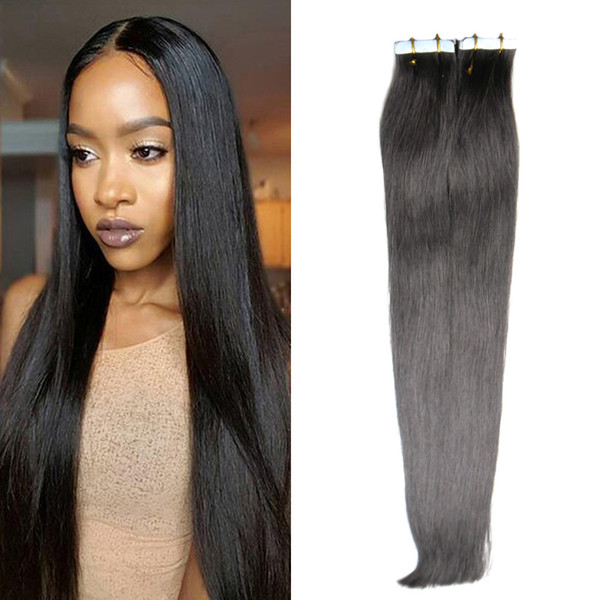 Unprocessed Virgin Brazilian Straight Hair 100g Blcak Tape in Hair Extensions 40pc Apply Tape Adhesive Skin Weft Tape Hair Extensions 18-24