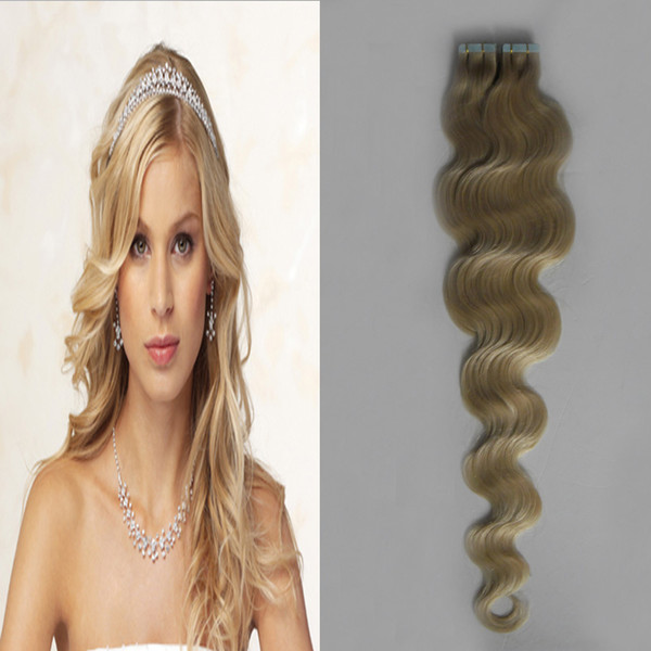 Blonde Tape Hair 100g 40pcs /set Body Wave Tape In Hair Skin Weft 100% Brazilian Remy Human Hair Extensions